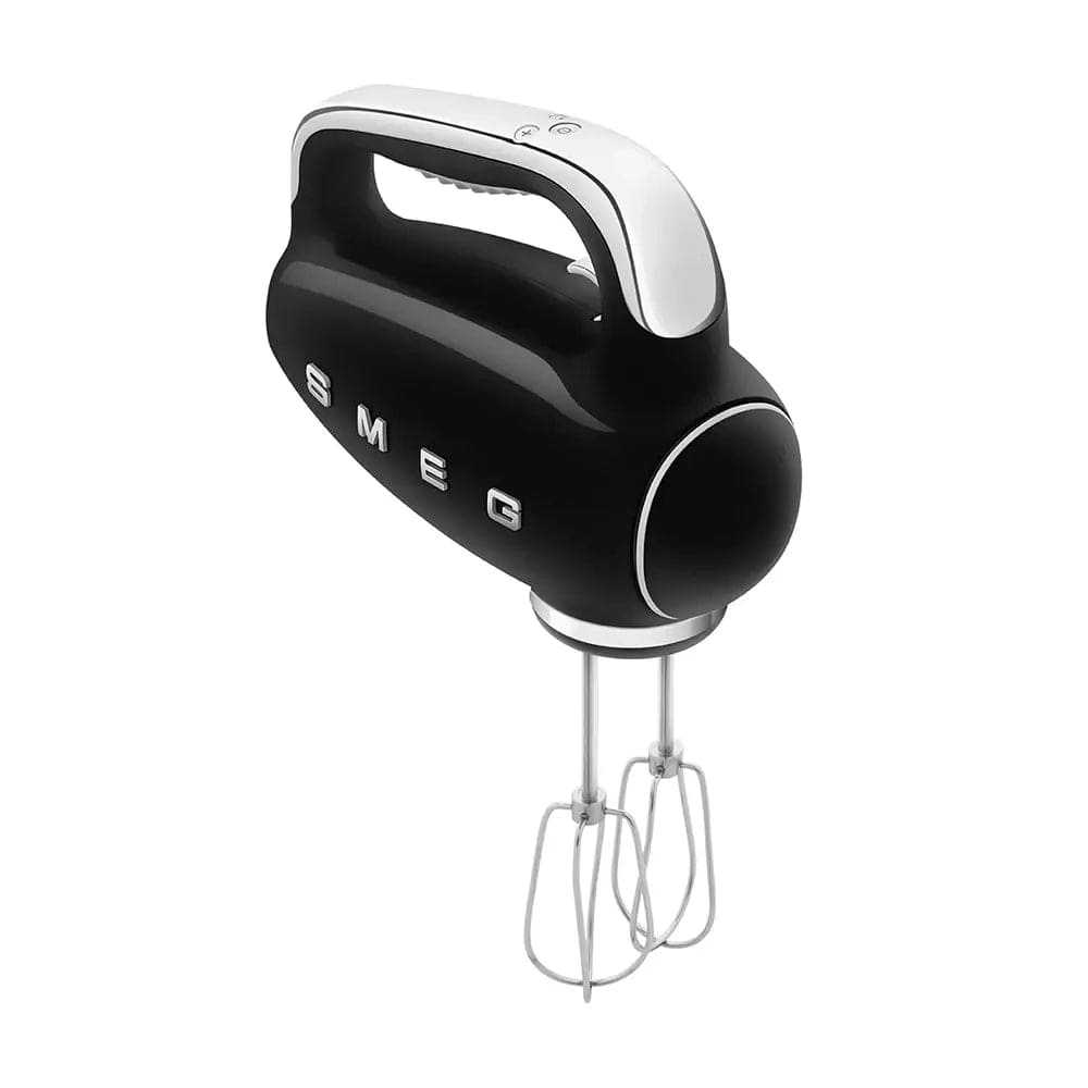 Smeg HMF01BLUK 50's Style Hand Mixer, 9 Speeds, 250W, 22cm Wide - Black | Atlantic Electrics - 39478436135135 