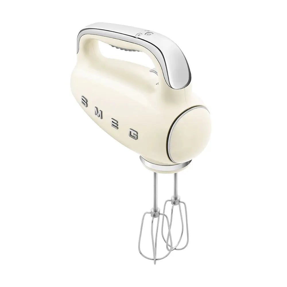 Smeg HMF01CRUK 50's Style Lightweight Electric Hand Mixer, Includes 2 Dough Hooks, 2 Optimus Whisks and 2 Wire Whisks - Cream - Atlantic Electrics