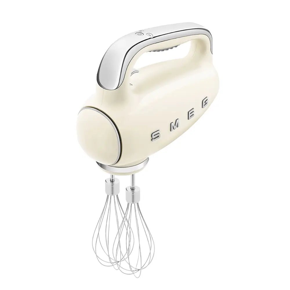 Smeg HMF01CRUK 50's Style Lightweight Electric Hand Mixer, Includes 2 Dough Hooks, 2 Optimus Whisks and 2 Wire Whisks - Cream - Atlantic Electrics - 40236846579935 