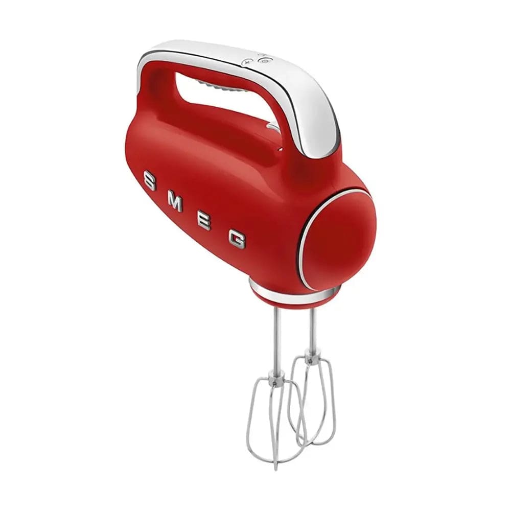 Smeg HMF01RDUK Retro Hand Mixer, 9 Speeds, 22cm Wide - Red | Atlantic Electrics - 39478435643615 