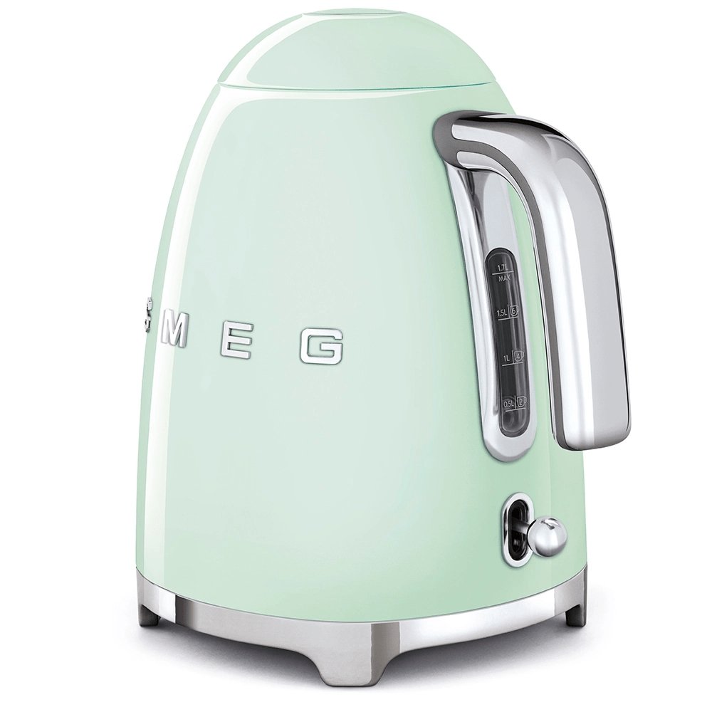 SMEG KLF03PGUK 1.7 Litre 50's Style Kettle, 22.6cm Wide - Pastel Green | Atlantic Electrics - 39478434595039 