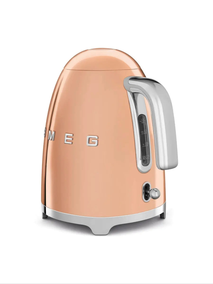 SMEG KLF03RGUK 1.7 Litre 50's Style Kettle, 22.6cm Wide - Rose Gold | Atlantic Electrics - 41098355048671 