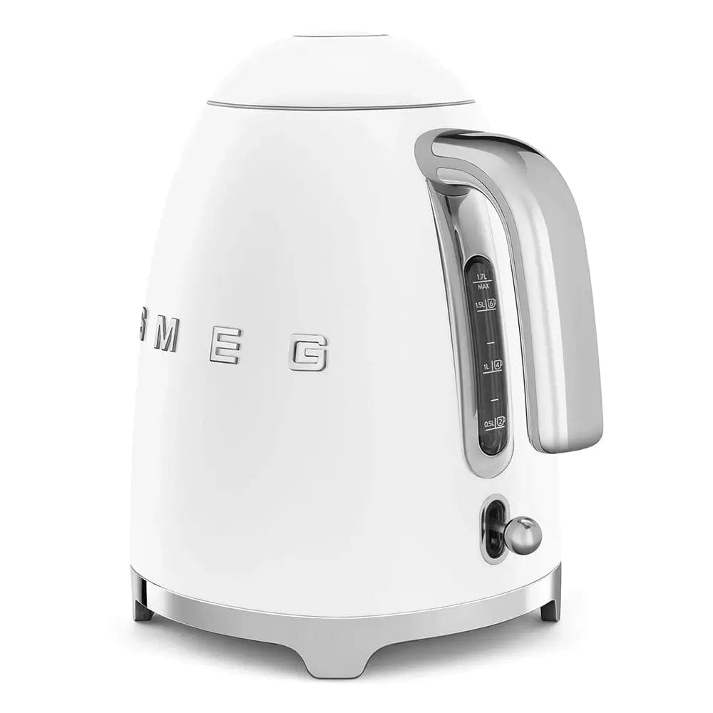 Smeg KLF03WHMUK 1.7 Litre 50's Style Kettle, 22.6cm Wide - Matte White | Atlantic Electrics - 39478439706847 