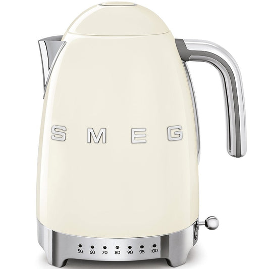 SMEG KLF04CRUK 1.7 Litre 50's Style Kettle, Temperature Control, 22.6cm Wide - Cream | Atlantic Electrics