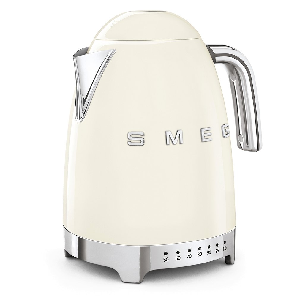 SMEG KLF04CRUK 1.7 Litre 50's Style Kettle, Temperature Control, 22.6cm Wide - Cream | Atlantic Electrics - 39478437773535 