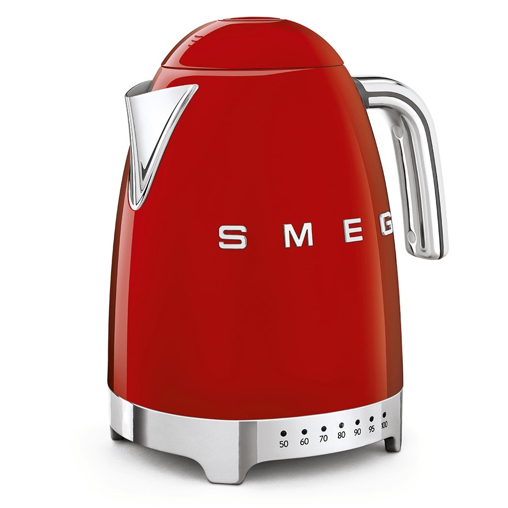 SMEG KLF04RDUK 1.7 Litre 50's Style Kettle, Temperature Control, 22.6cm Wide - Red | Atlantic Electrics
