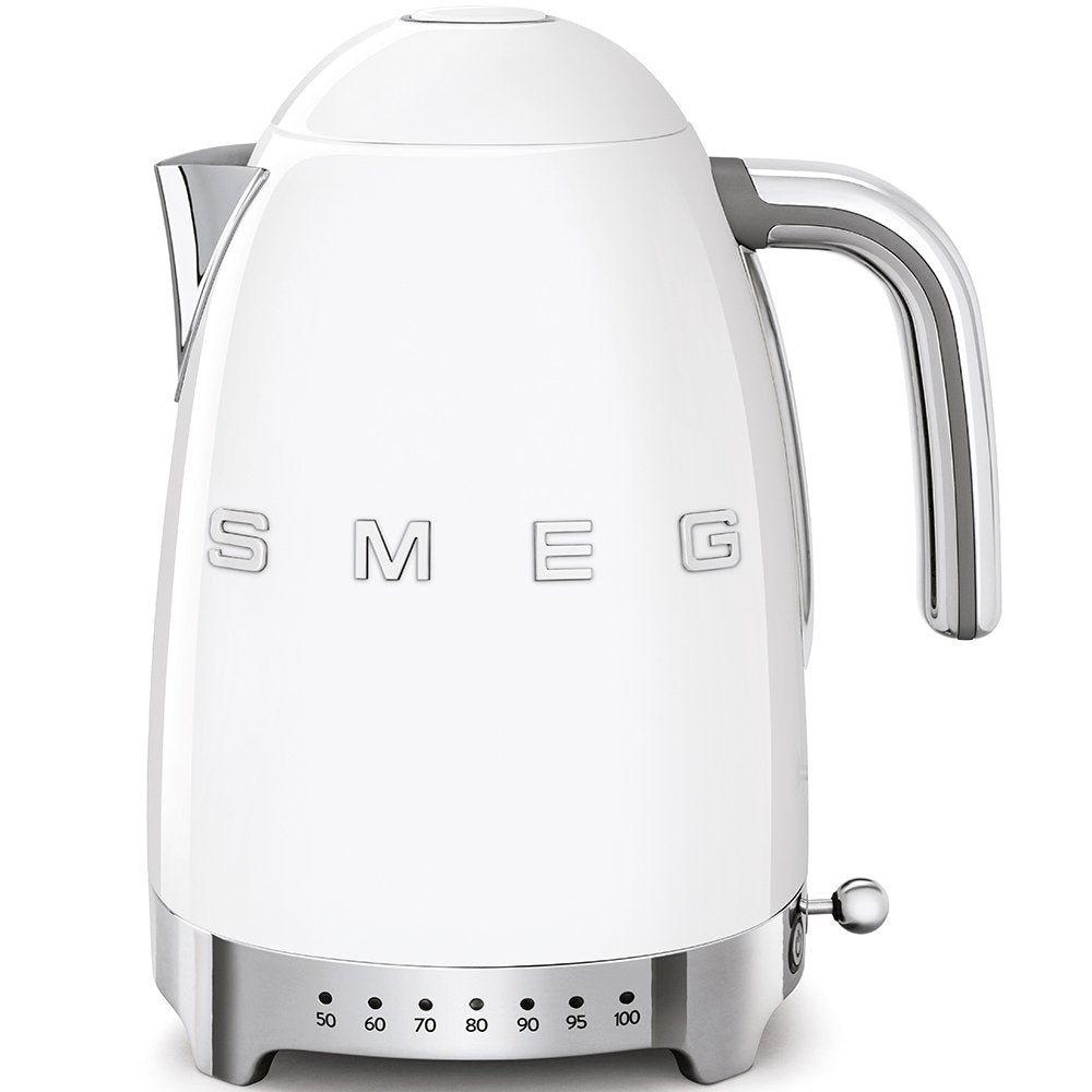 SMEG KLF04WHUK 1.7 Litre 50's Style Kettle, 22.6cm Wide - White | Atlantic Electrics - 39478437904607 