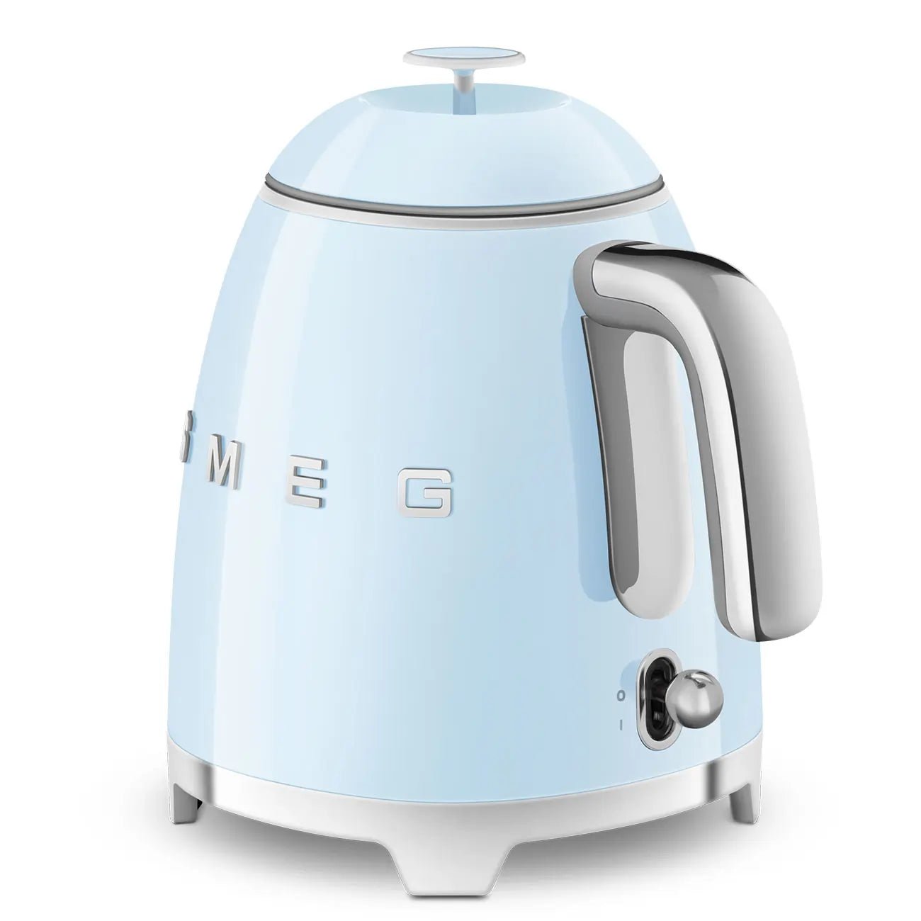 Smeg KLF05PBUK 0.8L Mini Kettle Pastel Blue, Retro 50's Style, Anti-Slip Base, Auto Shut Off, 1400W | Atlantic Electrics