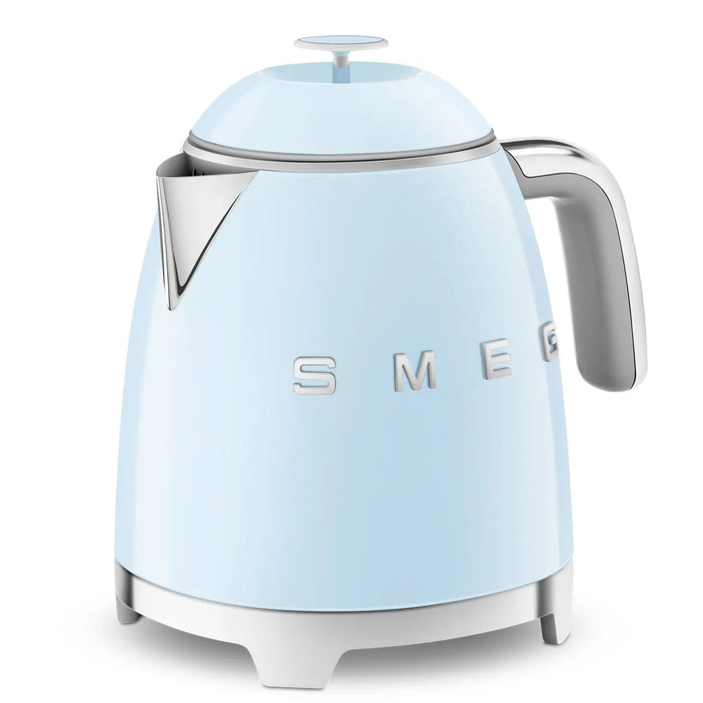 Smeg KLF05PBUK 0.8L Mini Kettle Pastel Blue, Retro 50's Style, Anti-Slip Base, Auto Shut Off, 1400W | Atlantic Electrics - 40179412500703 