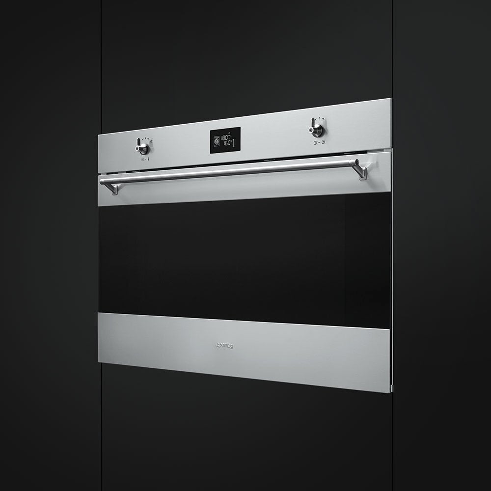 Smeg SF9390X1 115 Litre Built-In Classic Electric Oven, Thermo-ventilated, 89.6cm Wide - Stainless Steel - Atlantic Electrics - 39478449701087 