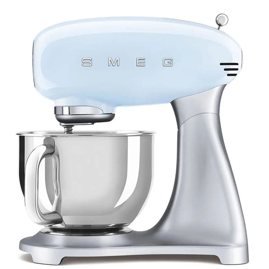 Smeg SMF02PBUK 50's Style Stand Mixer, 4.8 Litre Bowl Capacity, 10 Speeds, 40.5cm Wide - Pastel Blue | Atlantic Electrics