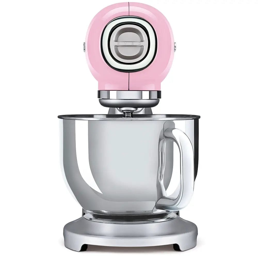 Smeg SMF02PKUK 50's Style Stand Mixer, 4.8 Litre Bowl Capacity, 10 Speeds, 40.5cm Wide - Pink | Atlantic Electrics