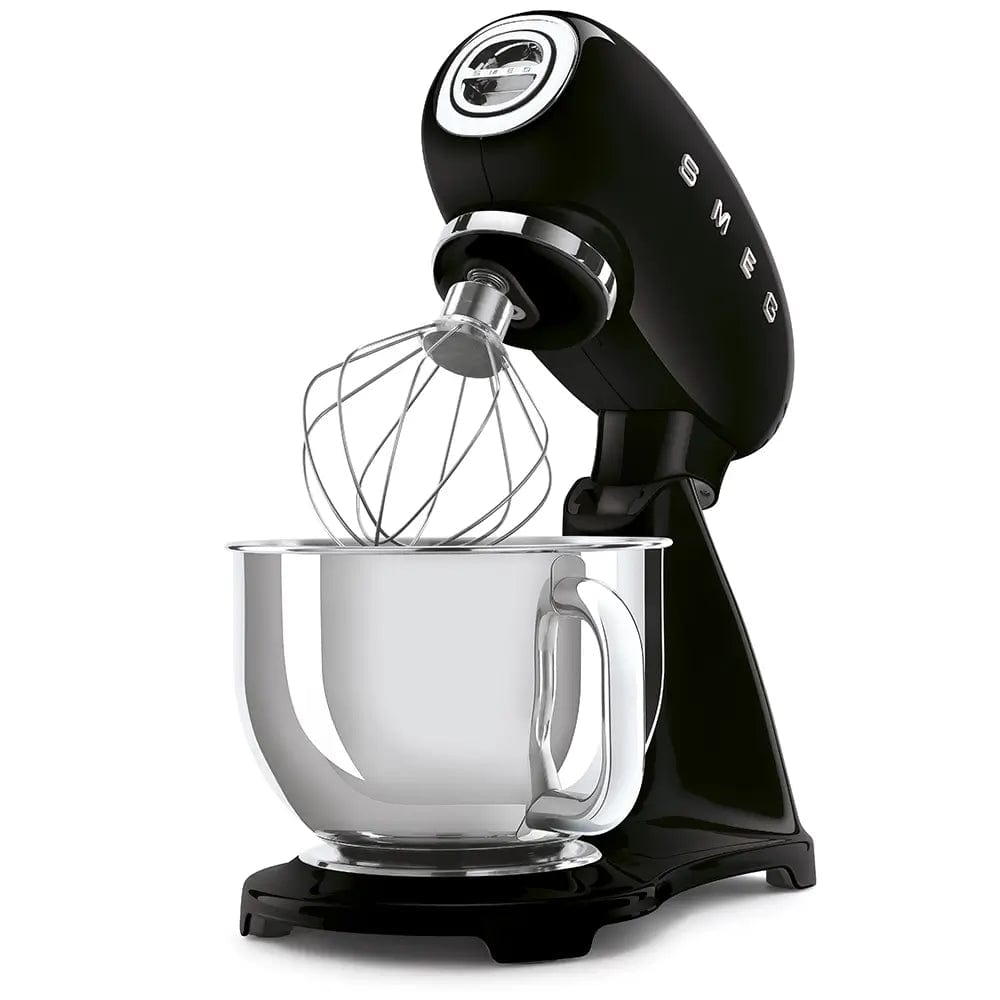 Smeg SMF03BLUK 50's Style Stand Mixer, 4.8 Litre Bowl Capacity, 10 Speeds, 40.5cm Wide - Black | Atlantic Electrics - 39478450258143 