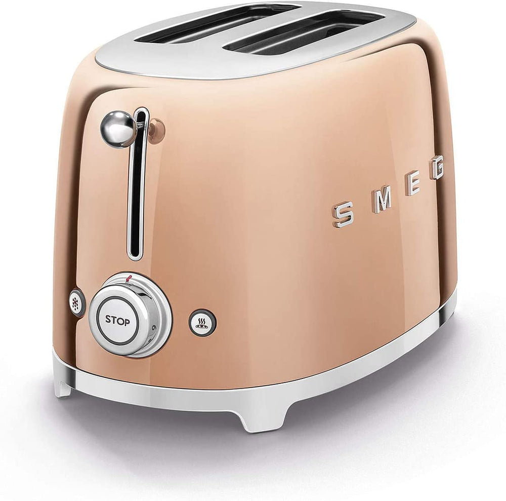 Smeg TSF01RGUK 2 Slice Toaster, Extra Wide Slots, 3 pre set options, Rose Gold | Atlantic Electrics - 39478451863775 