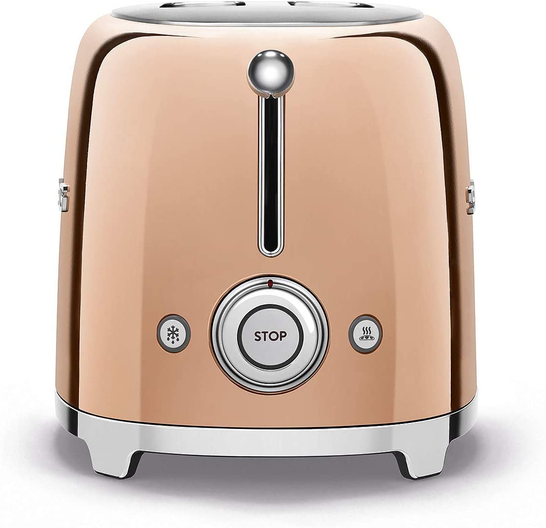 Smeg TSF01RGUK 2 Slice Toaster, Extra Wide Slots, 3 pre set options, Rose Gold | Atlantic Electrics