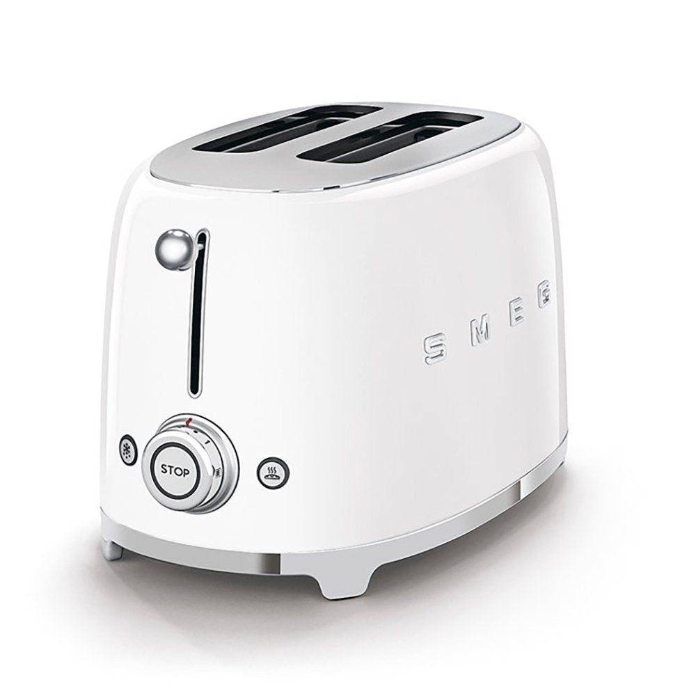 SMEG TSF01WHUK Retro Style 2 Slice Toaster, 31cm Wide - White - Atlantic Electrics - 39478452060383 