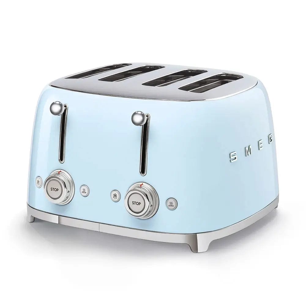 Smeg TSF03PBUK 50's Style Toaster, 4 Slice, 30cm Wide - Pastel Blue | Atlantic Electrics