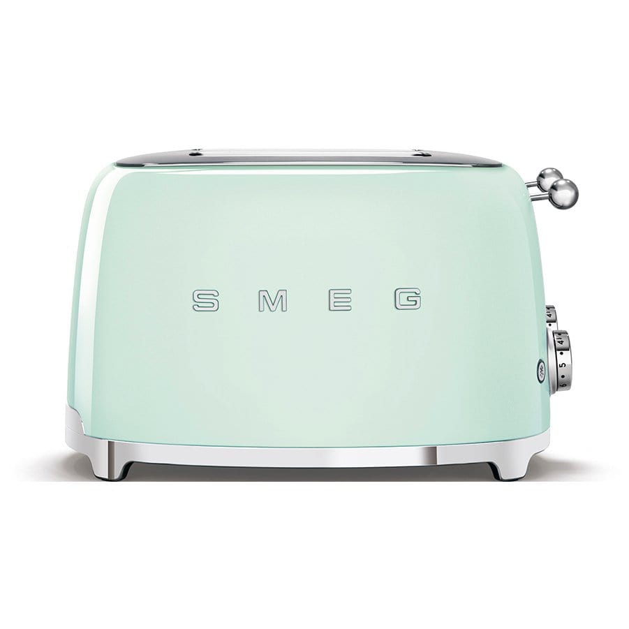 Smeg TSF03PGUK Retro 4 Slice Toaster, 4 Extra-Wide Slots, 6 Browning Levels, Automatic Pop-Up, Removable Crumb Trays, Reheat and Defrost Buttons, Anti Slip Feet, 2000 W, Pastel Green - Atlantic Electrics - 39478453174495 