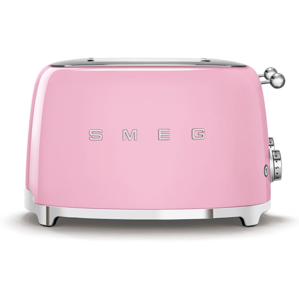 Smeg TSF03PKUK Retro 4 Slice Toaster, 4 Extra-Wide Slots, 6 Browning Levels, Automatic Pop-Up, Removable Crumb Trays, Reheat and Defrost Buttons, Anti Slip Feet, 2000 W, Pink - Atlantic Electrics - 39478454452447 