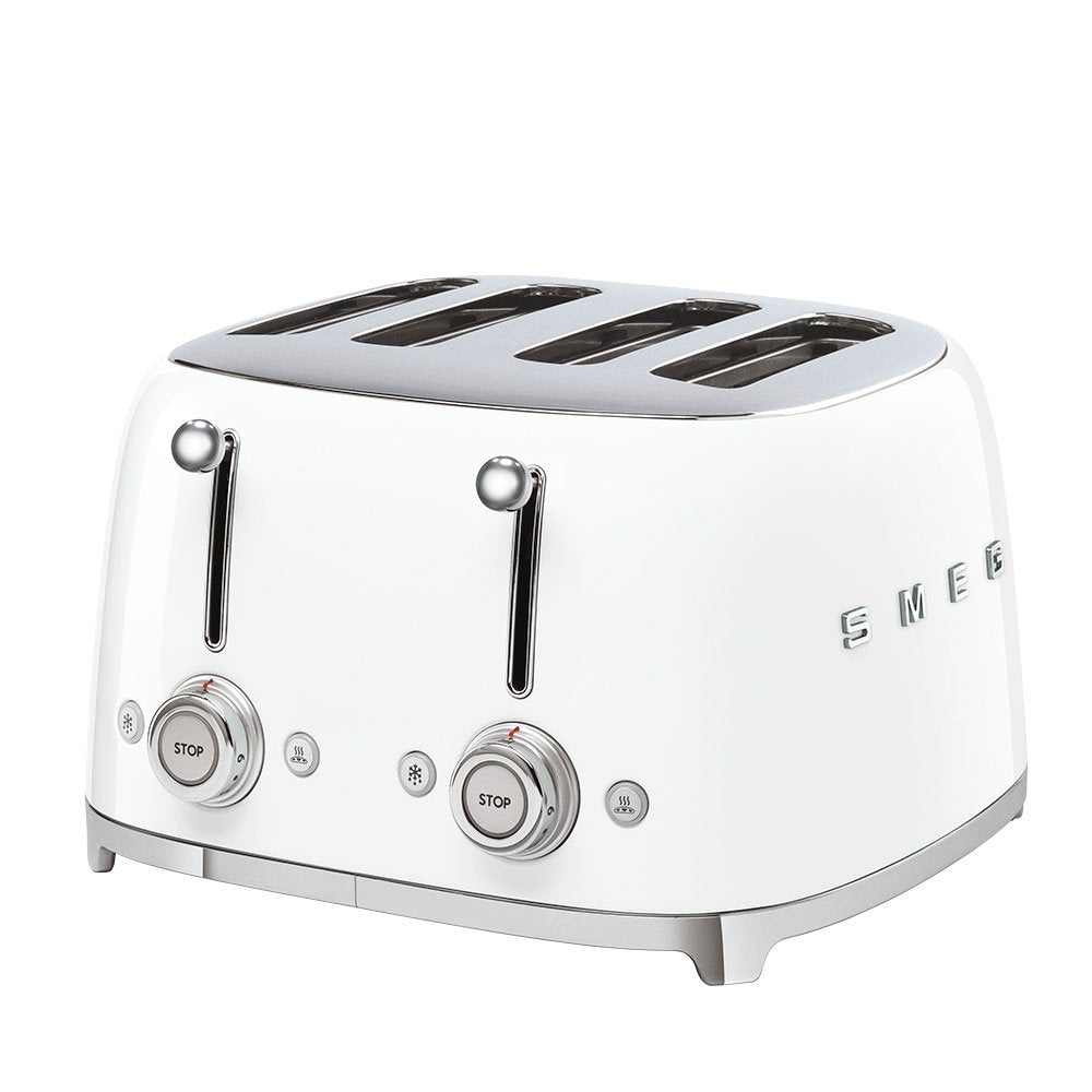 Smeg TSF03WHUK 30cm Wide 50's Style Toaster, 4 Slices - White - Atlantic Electrics - 39478452945119 