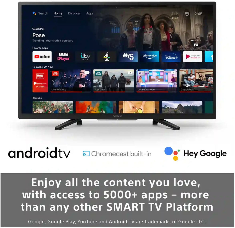 Sony Bravia KD32W800P1U LED HDR HD Ready 720p Smart Android TV, 32 inch with Freeview Play | Atlantic Electrics - 40452290773215 