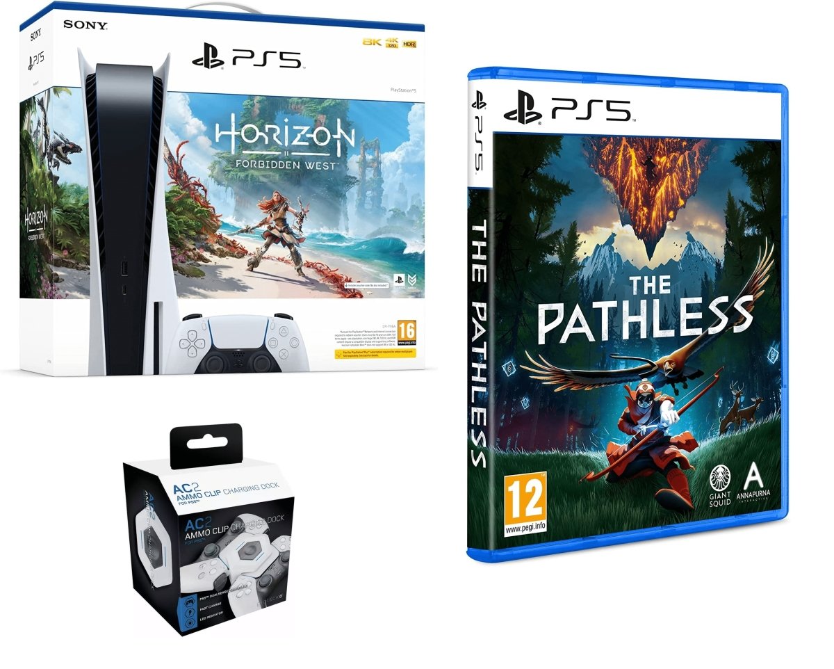 Sony Playstation 5 PS5 Horizon Forbidden West + The Pathless with Free Clip Charing Dock | Atlantic Electrics