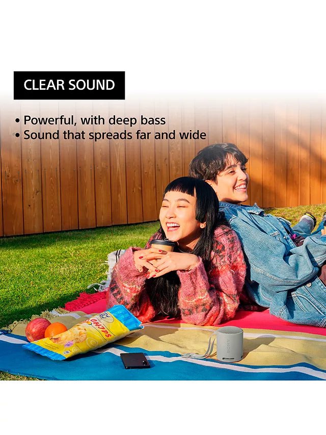 Sony SRS-XB100 Extra Bass Waterproof Bluetooth Portable Speaker, Light Grey - Atlantic Electrics - 40643736371423 