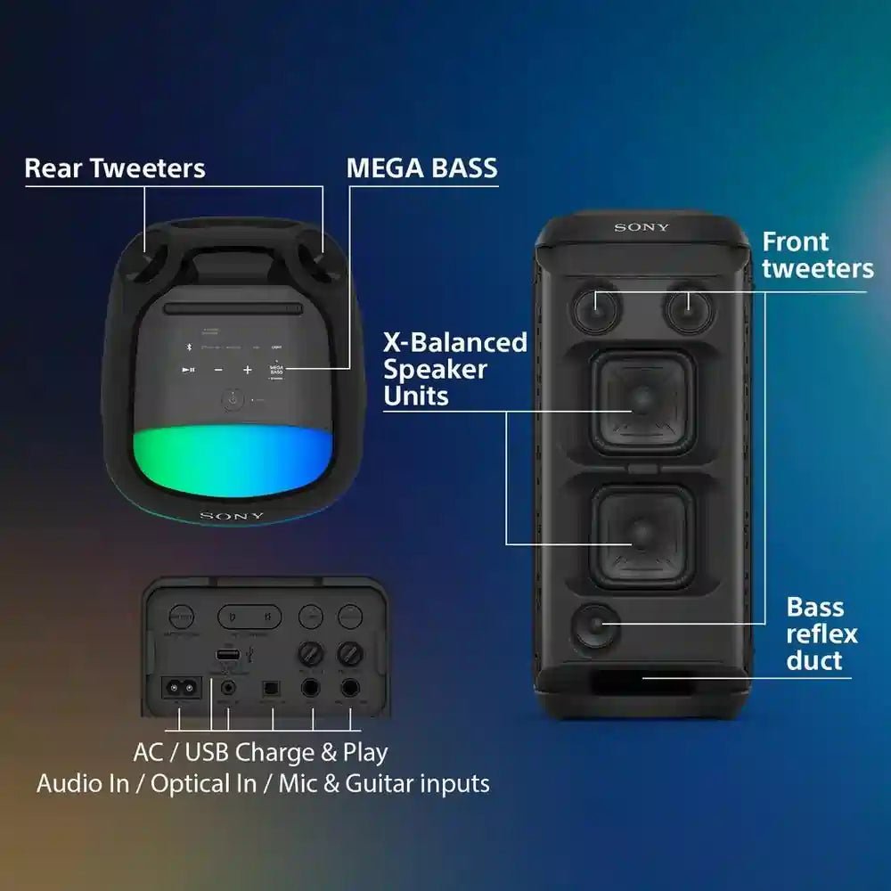 Sony SRS-XV800B Omni-Directional Party Wireless Speaker in Black | Atlantic Electrics
