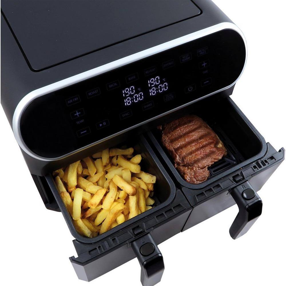 Statesman SKAF08017BK 8 Litre Digital Dual Zone Air Fryer - Black | Atlantic Electrics - 39478512713951 