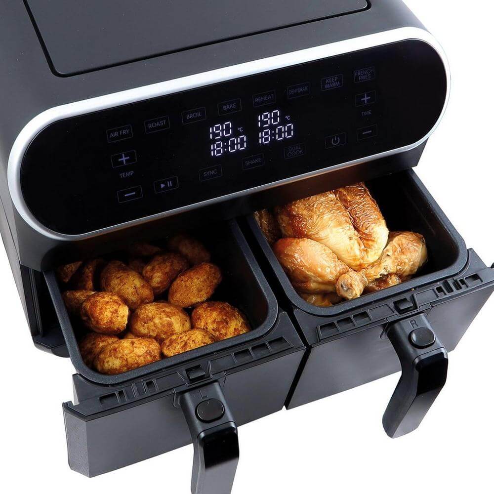 Statesman SKAF08017BK 8 Litre Digital Dual Zone Air Fryer - Black | Atlantic Electrics - 39478512648415 