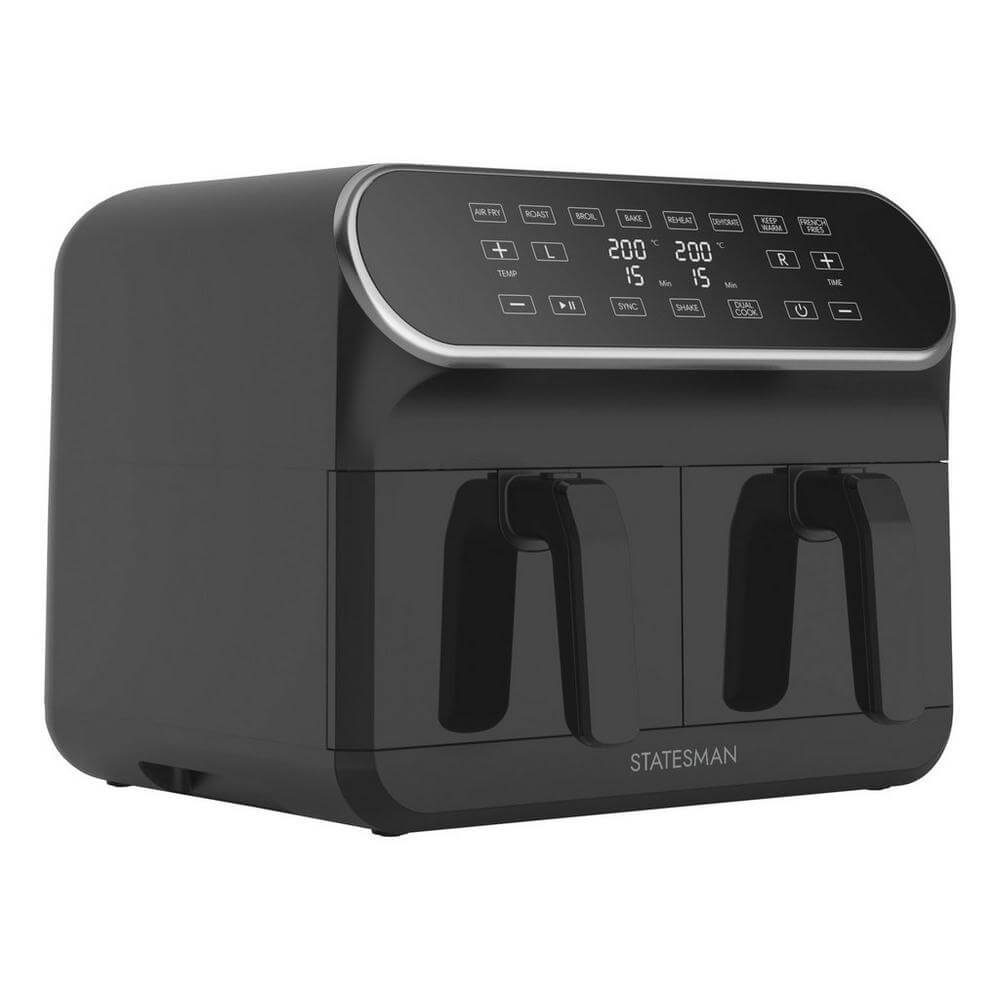 Statesman SKAF08017BK 8 Litre Digital Dual Zone Air Fryer - Black | Atlantic Electrics - 39478512582879 