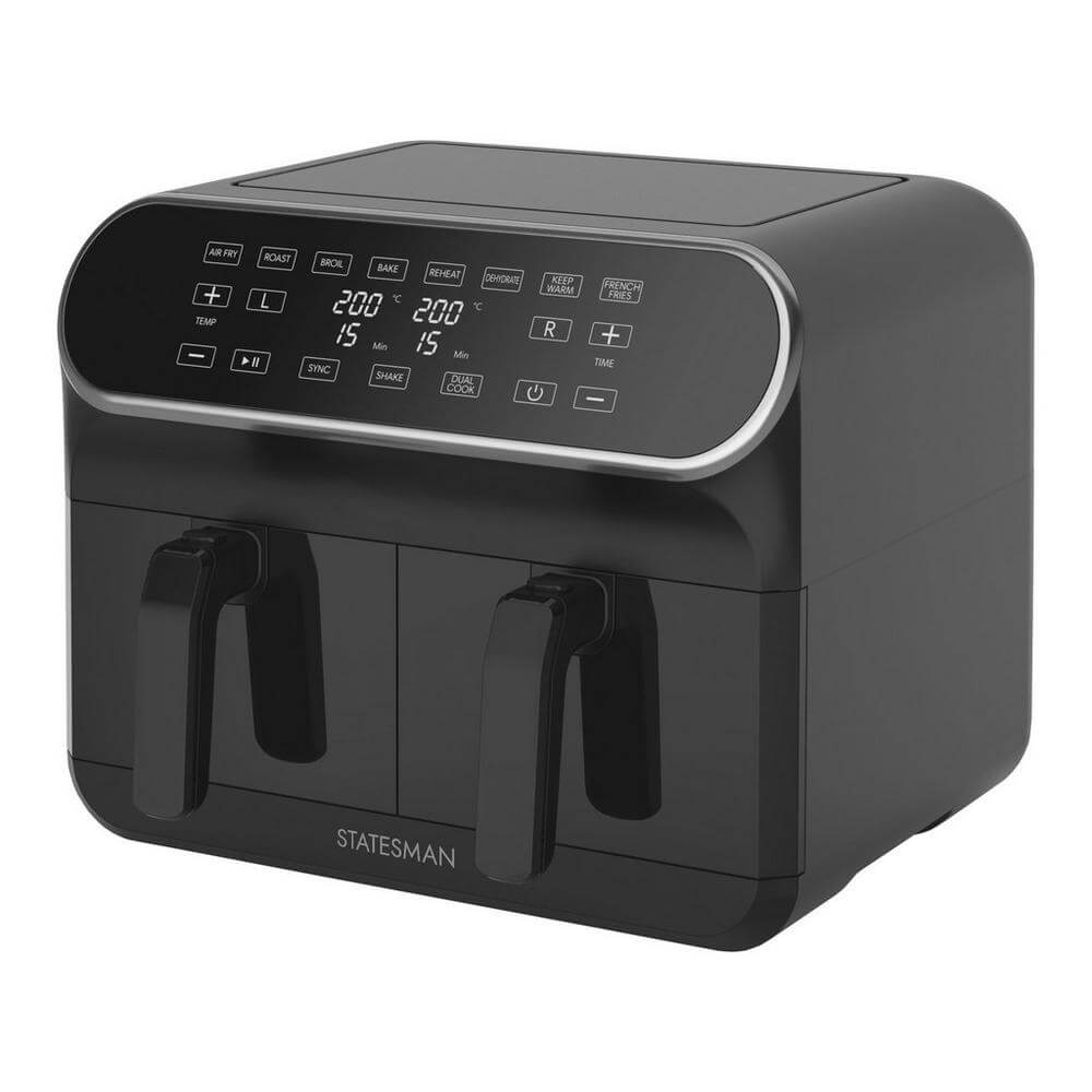 Statesman SKAF08017BK 8 Litre Digital Dual Zone Air Fryer - Black | Atlantic Electrics - 39478512484575 