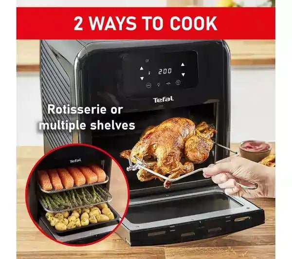 Tefal FW501827 EasyFry 9 in 1 Air Fryer Oven Grill & Rotisserie 11L - Black | Atlantic Electrics - 40157556768991 