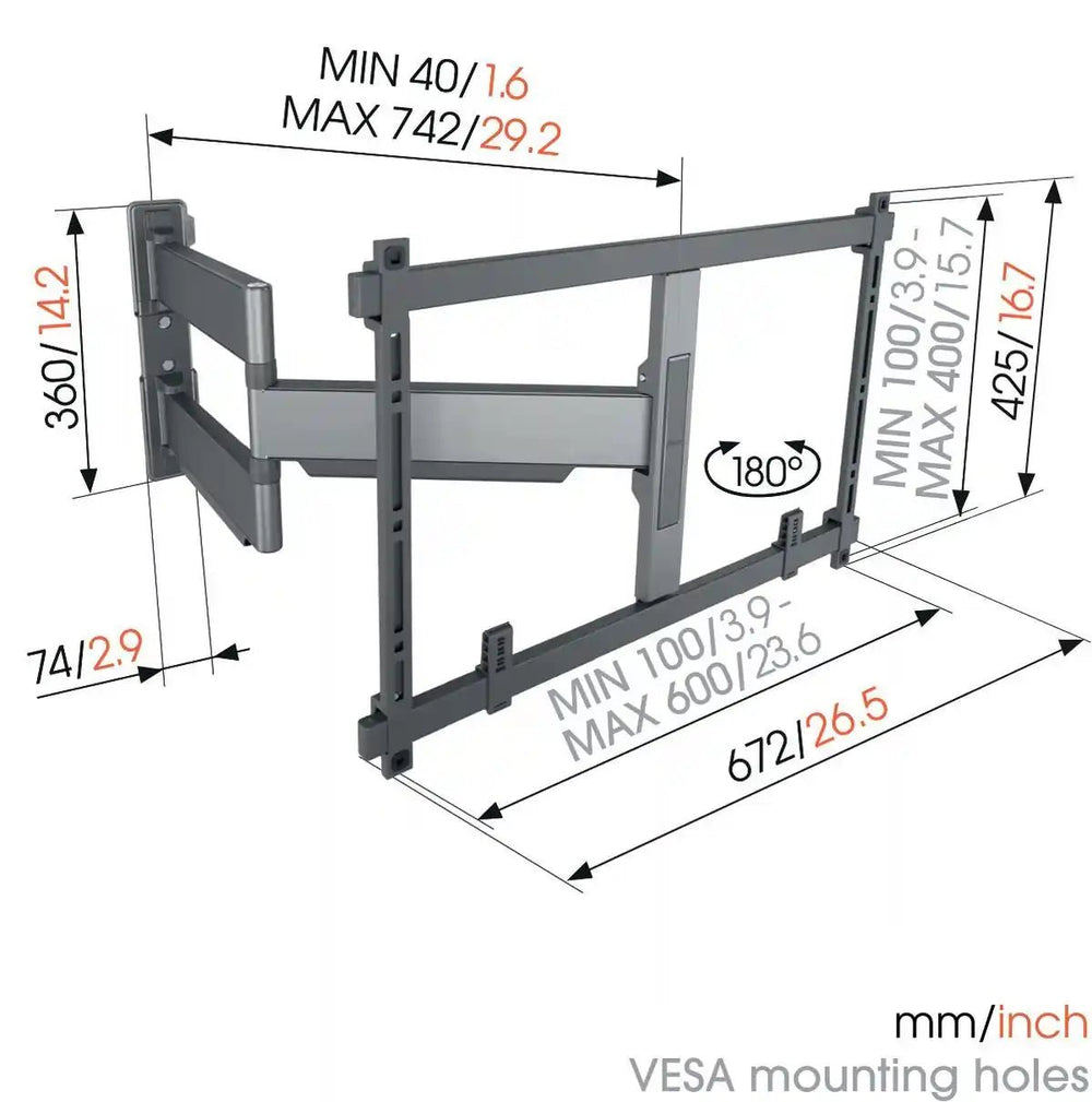 Vogel Elite TVM5845 Full Motion TV Wall Mount for 55" - 100" TVs Max 55 KG - Black | Atlantic Electrics - 40157561782495 