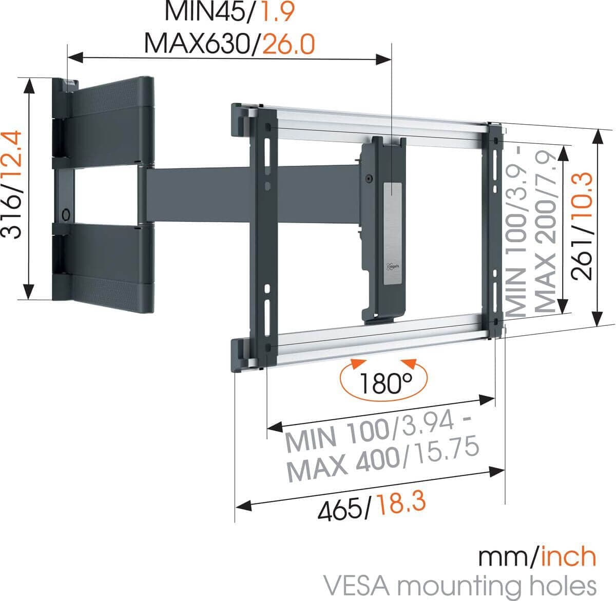 Vogel THIN546 ExtraThin Full-Motion TV Wall Mount for OLED TVs - Black | Atlantic Electrics