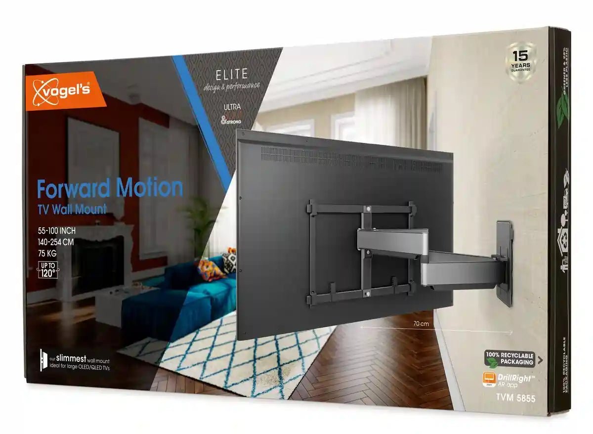 Vogel TVM5855 Full Motion TV Wall Mount for 55" - 100" TVs Max 75 Kg - Black | Atlantic Electrics
