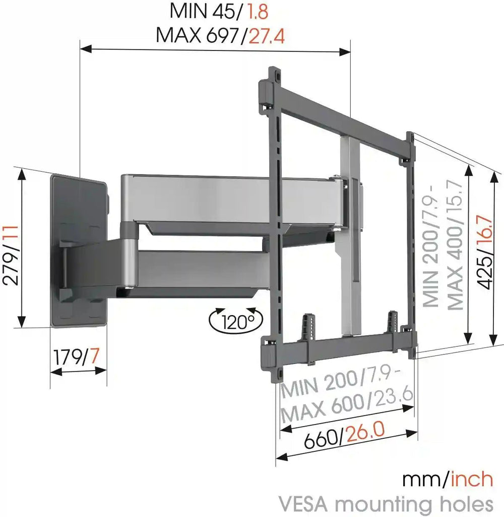 Vogel TVM5855 Full Motion TV Wall Mount for 55" - 100" TVs Max 75 Kg - Black | Atlantic Electrics - 40157560340703 