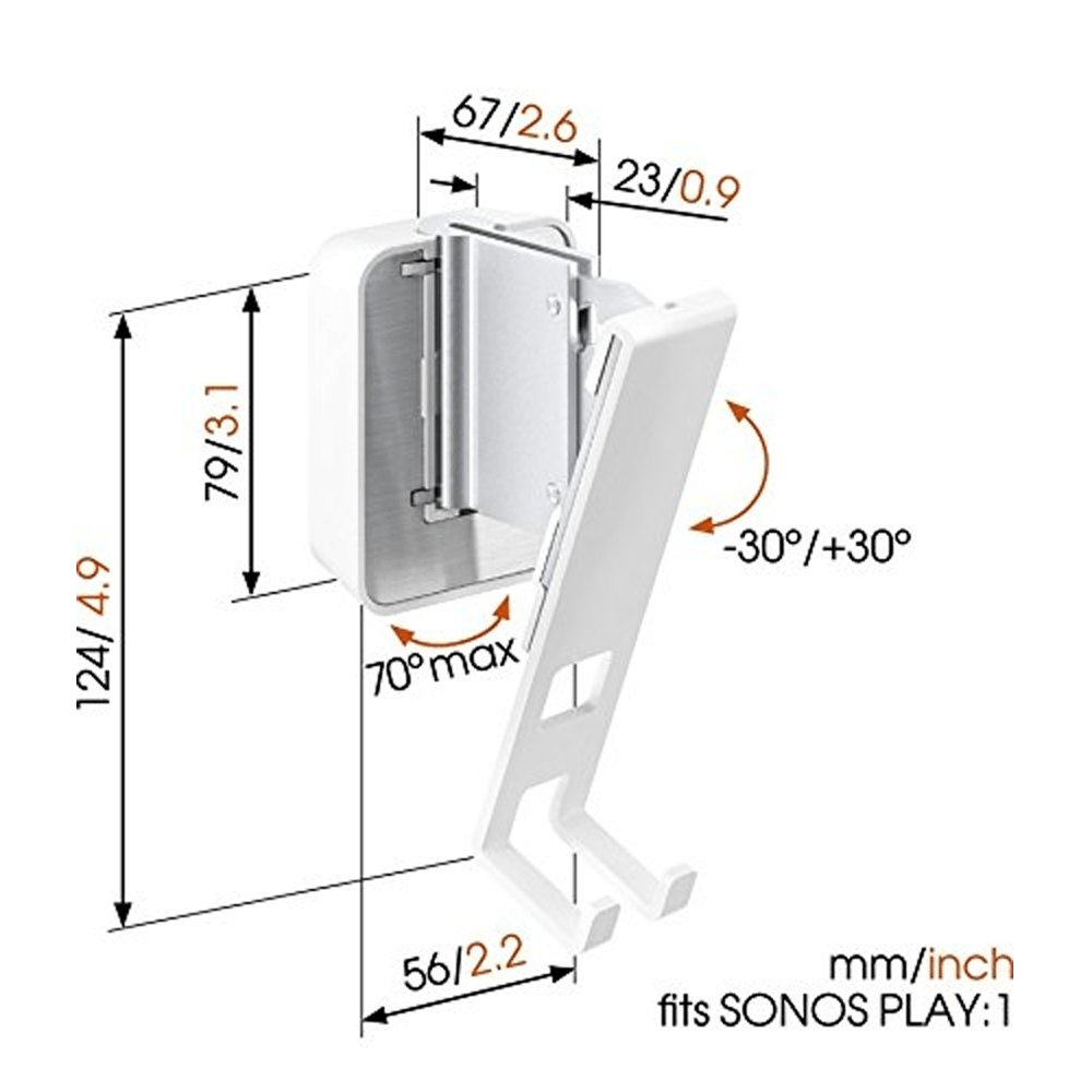Vogel's SOUND4201 Wall-Mount Bracket for Sonos PLAY:1 Speaker (Single) - White | Atlantic Electrics - 39478517498079 