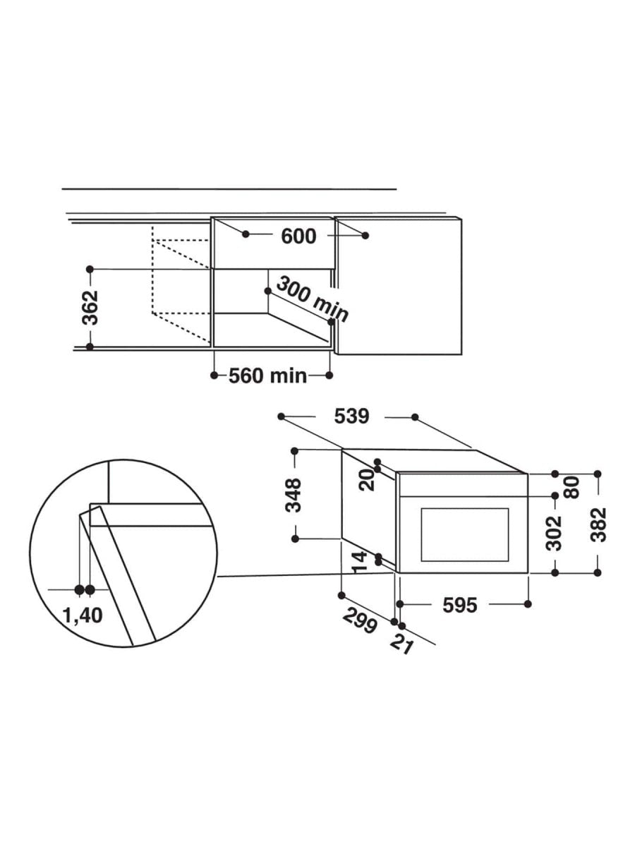 WHIRLPOOL AMW423-IX Absolute Built-In Microwave in Stainless Steel - Atlantic Electrics - 39478523363551 