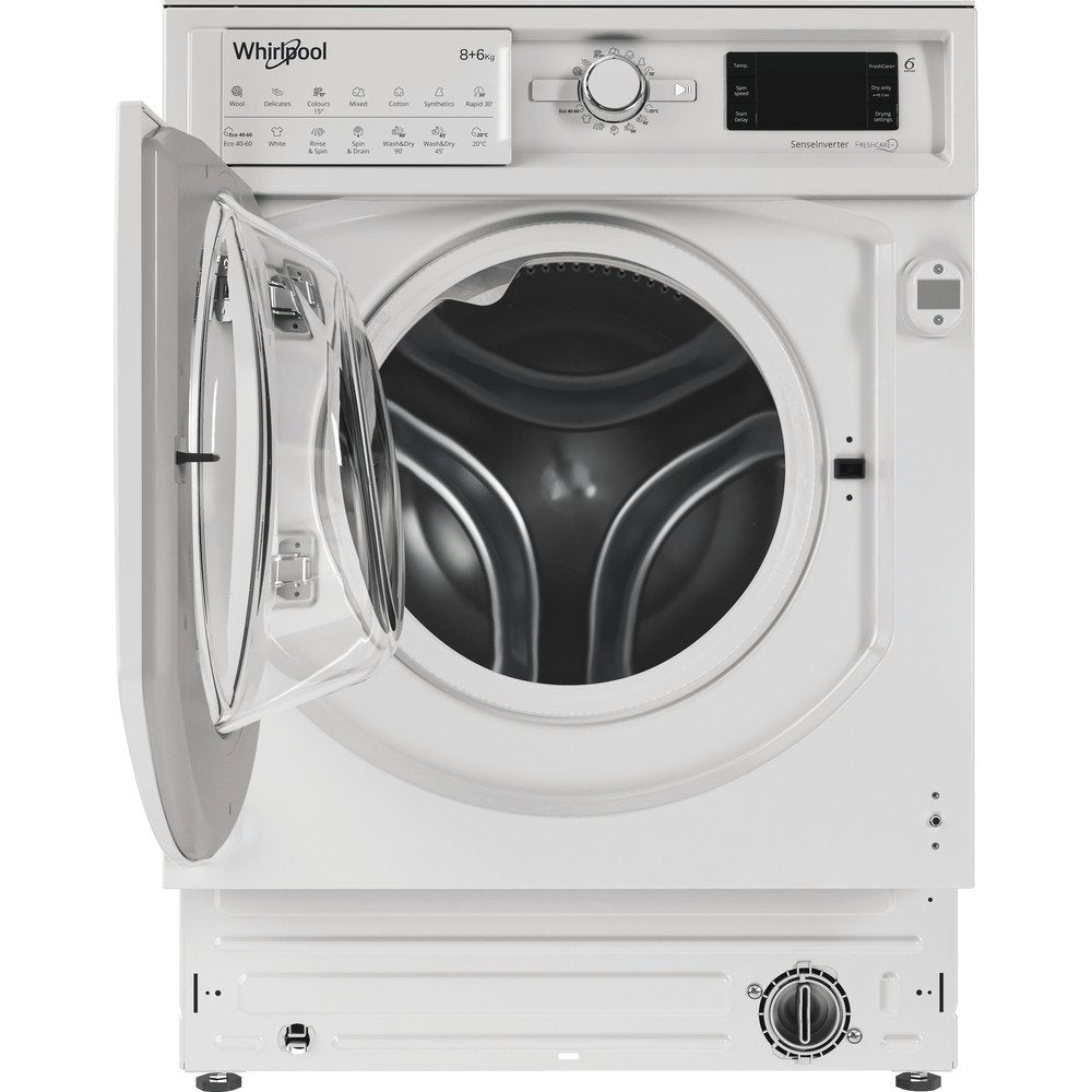 Whirlpool BIWDWG861484 8+6kg Built-In Washer Dryer, 1400 rpm, 59.5cm Wide - White | Atlantic Electrics - 39478525722847 