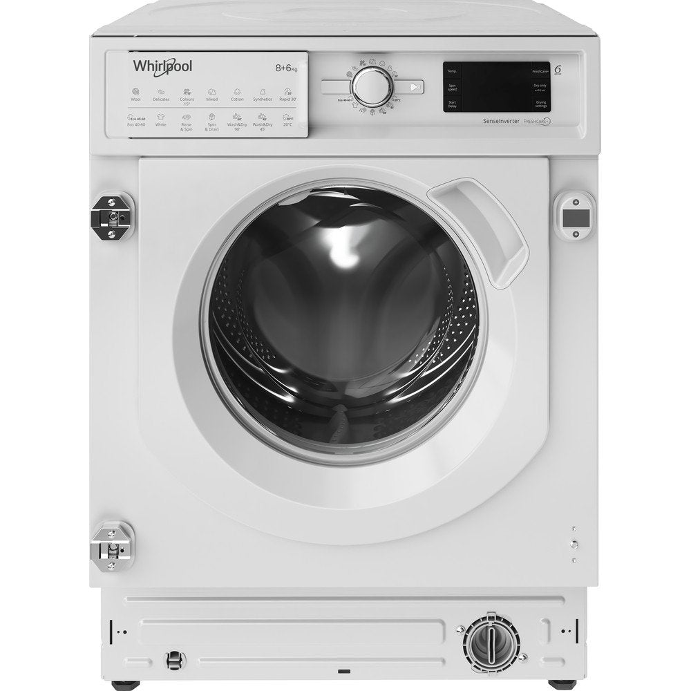 Whirlpool BIWDWG861484 8+6kg Built-In Washer Dryer, 1400 rpm, 59.5cm Wide - White | Atlantic Electrics - 39478525690079 