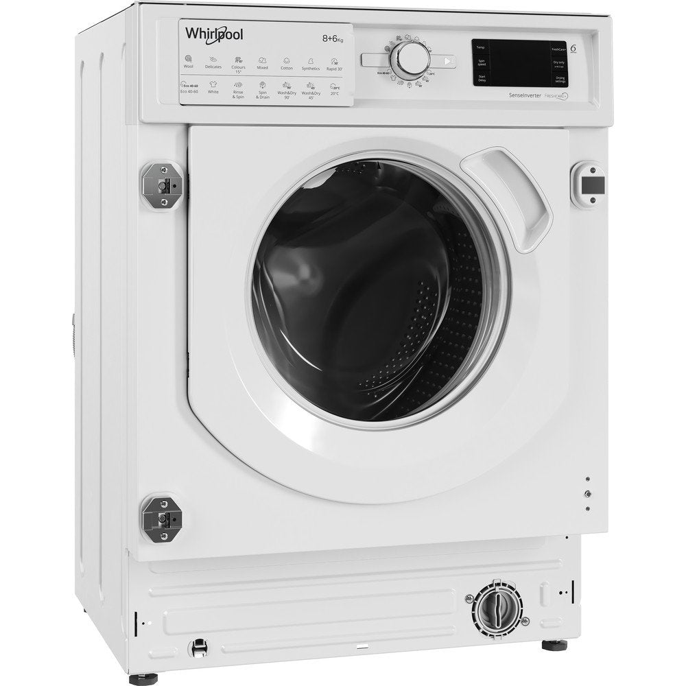 Whirlpool BIWDWG861484 8+6kg Built-In Washer Dryer, 1400 rpm, 59.5cm Wide - White | Atlantic Electrics - 39478525755615 