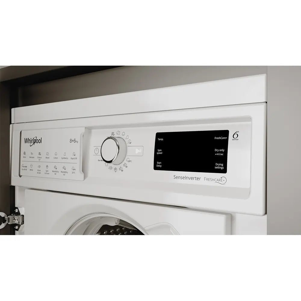 Whirlpool BIWDWG861485 8kg 1400 RPM Integrated Washer Dryer - White | Atlantic Electrics - 41617665982687 