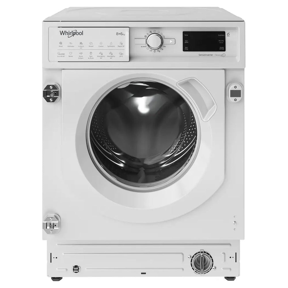 Whirlpool BIWDWG861485 8kg 1400 RPM Integrated Washer Dryer - White | Atlantic Electrics - 41617665786079 