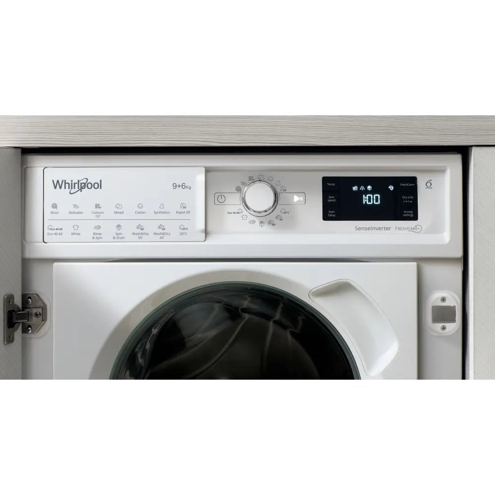 Whirlpool BIWDWG961485UK Integrated Washer Dryer 9Kg / 6Kg with 1400 rpm - White | Atlantic Electrics