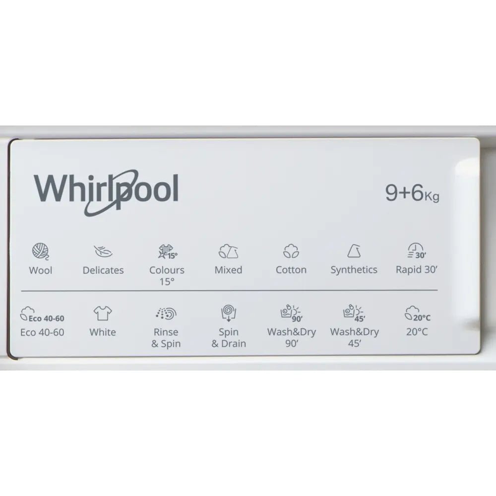 Whirlpool BIWDWG961485UK Integrated Washer Dryer 9Kg / 6Kg with 1400 rpm - White - Atlantic Electrics