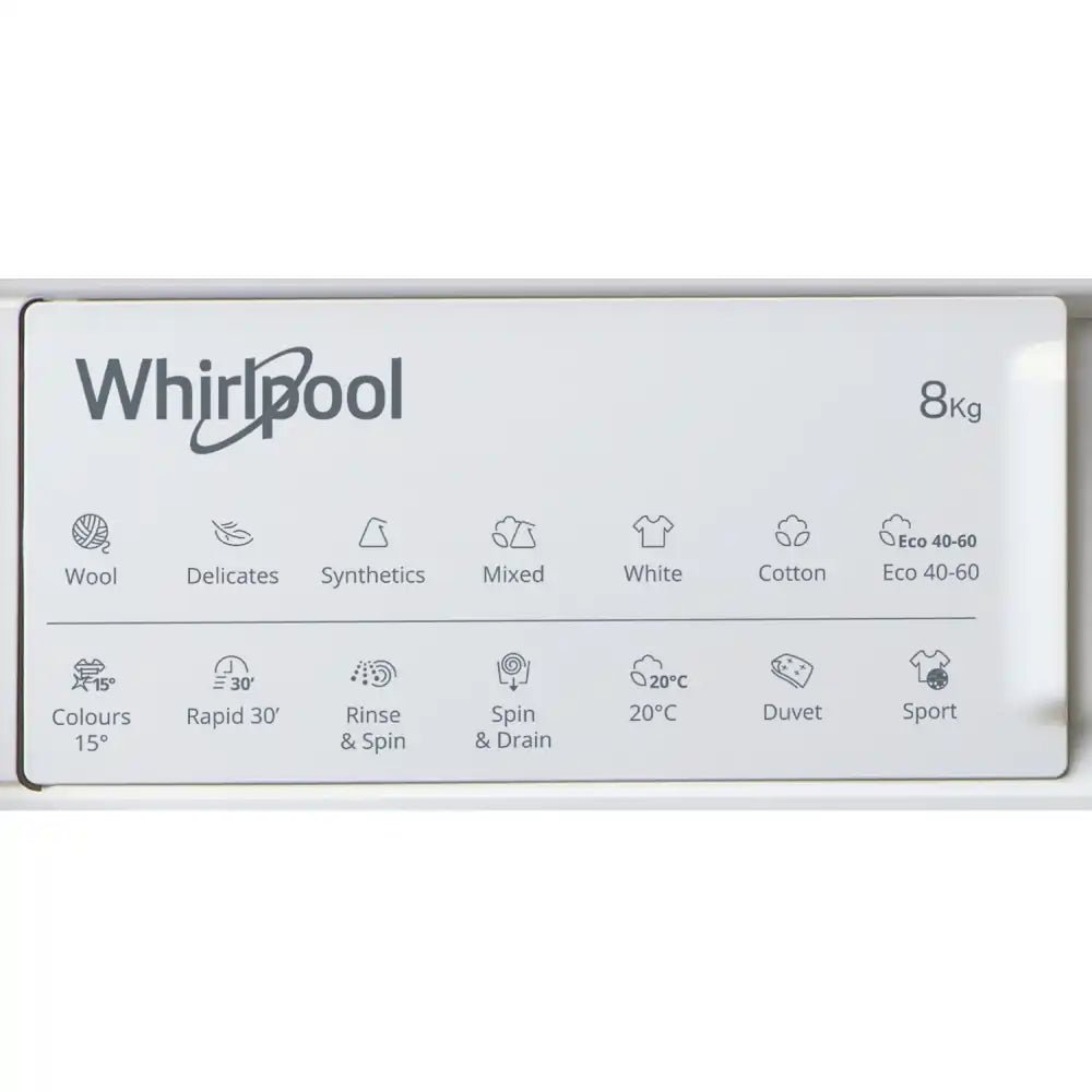 Whirlpool BIWMWG81485 8kg 1400rpm Integrated Washing Machine - White - Atlantic Electrics - 40556341952735 