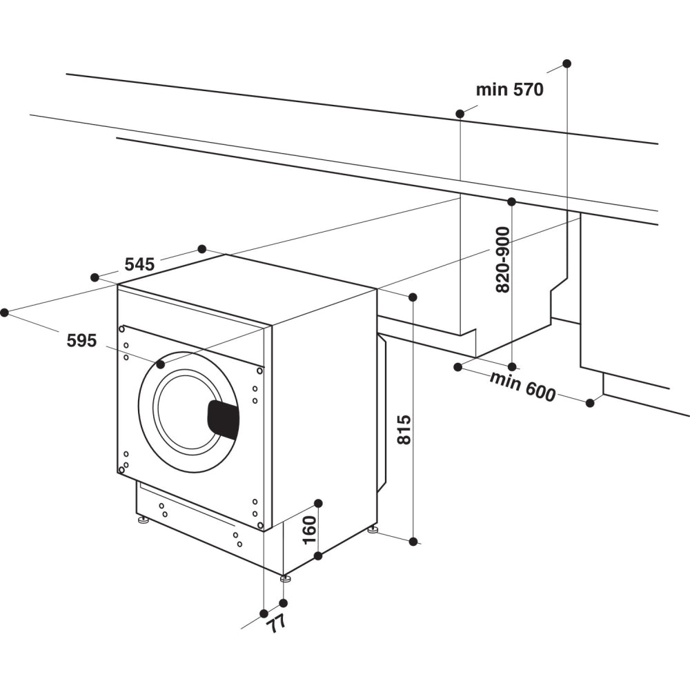 Whirlpool BIWMWG91485UK Integrated Washing Machine 9kg with 1400 rpm - White | Atlantic Electrics - 40556341559519 