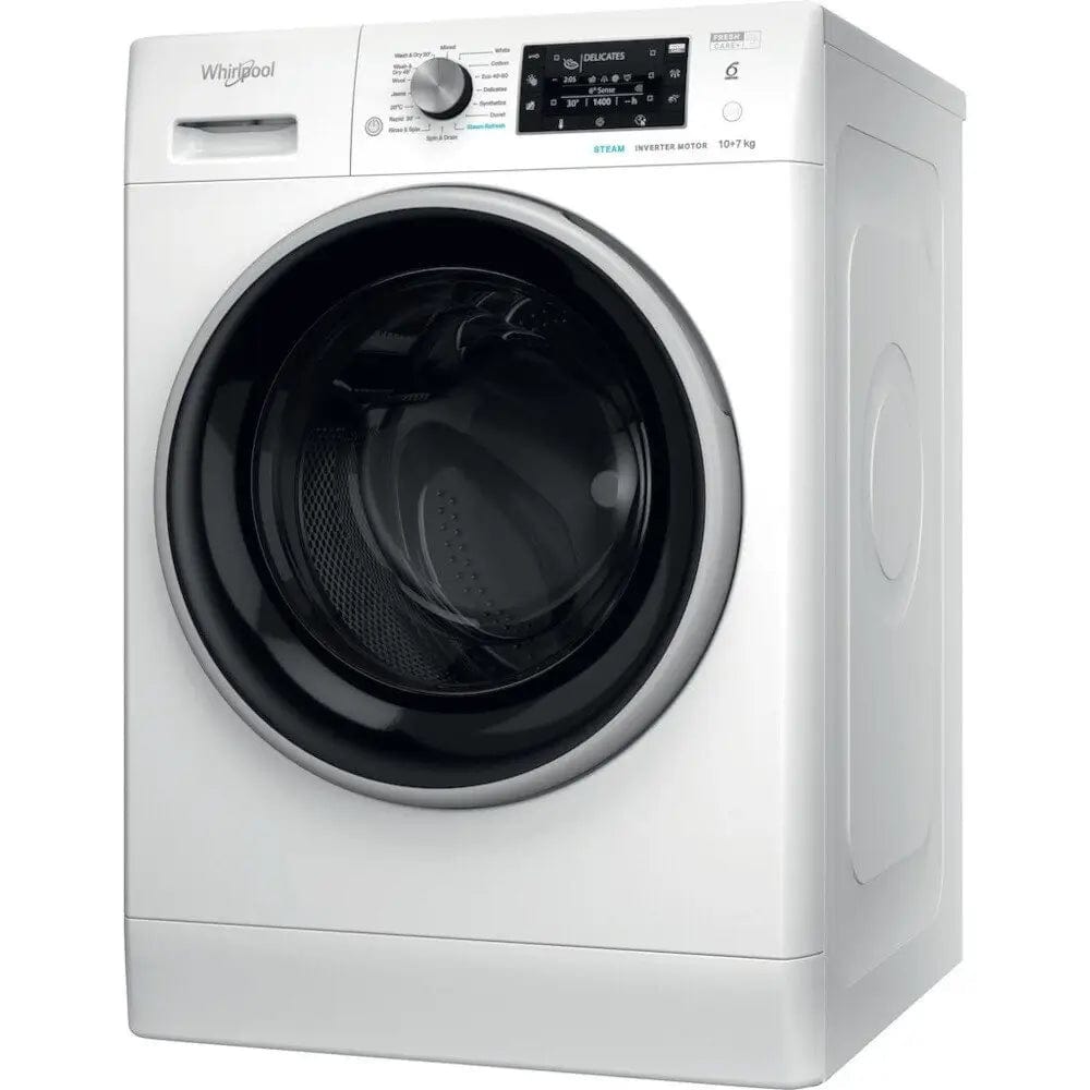 Whirlpool FFWDD1074269BSVUK 10kg/7kg Washer Dryer, 1400 rpm, 60cm Wide - White | Atlantic Electrics - 39478525067487 