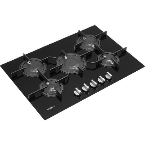 Whirlpool POW75D2NB 75cm Wide Built-In Gas Hob - Black | Atlantic Electrics